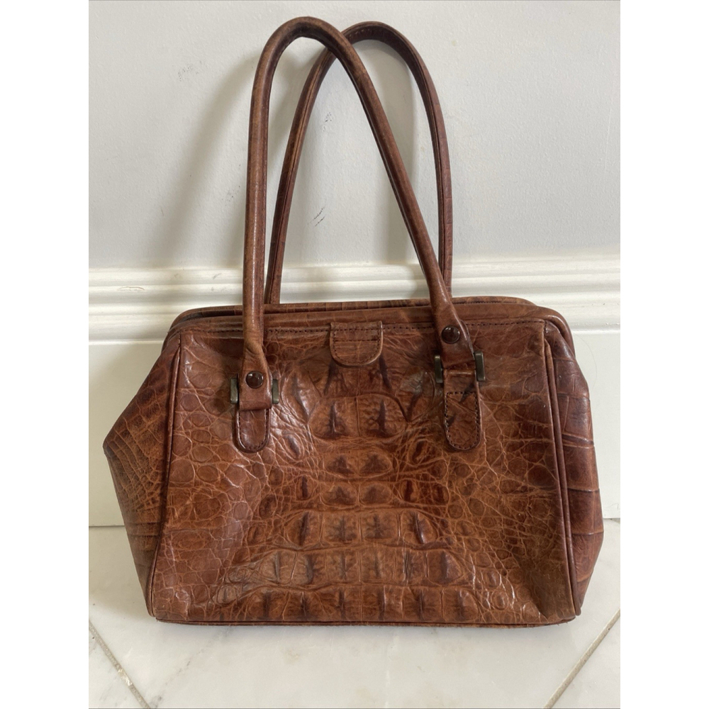 Tano, Brown Crocodile Leather Handbag